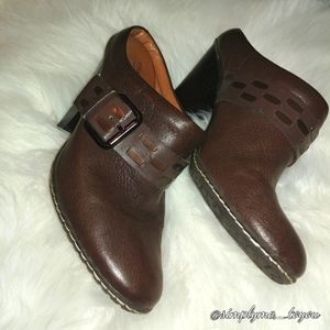 Euro Soft By Sofft Womens Sacha 3010700 Brown Leather Mule Cone Heels Size 8.5 M
